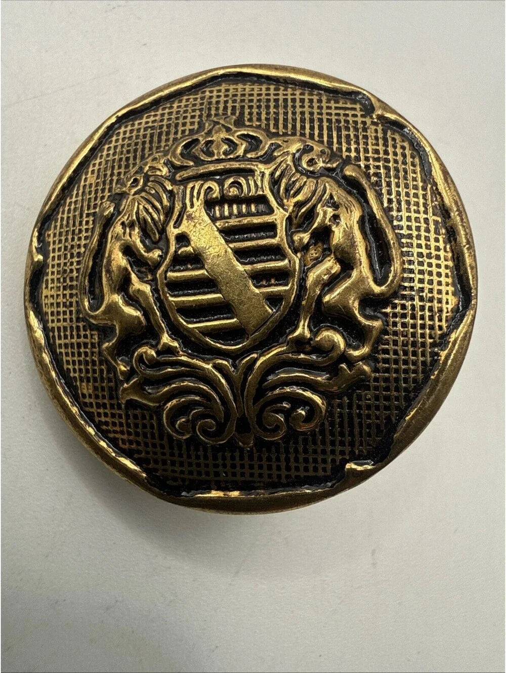 Vintage Brassl Crest Type Sewing Blazer Button, Domed Top